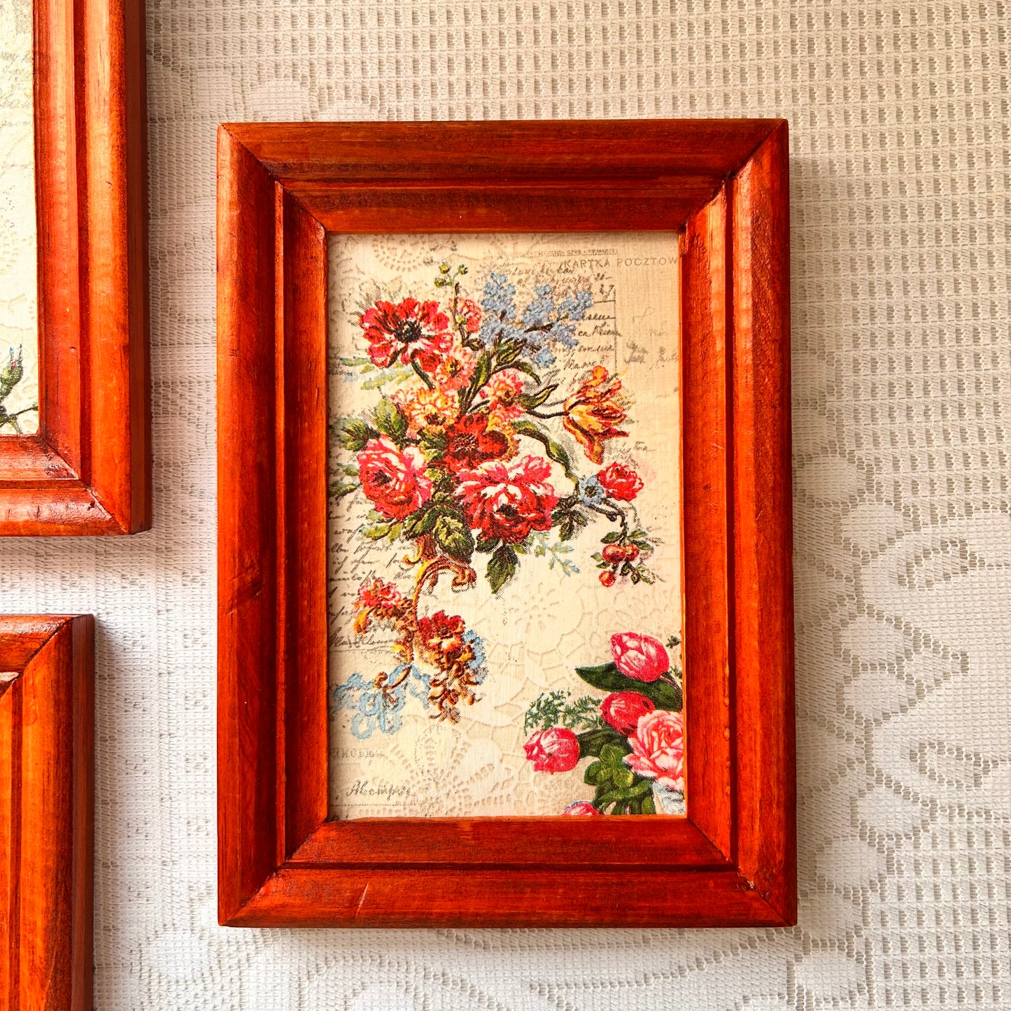 Vintage Rose Wall Frames | Vintage Wooden Frame | Set of 3
