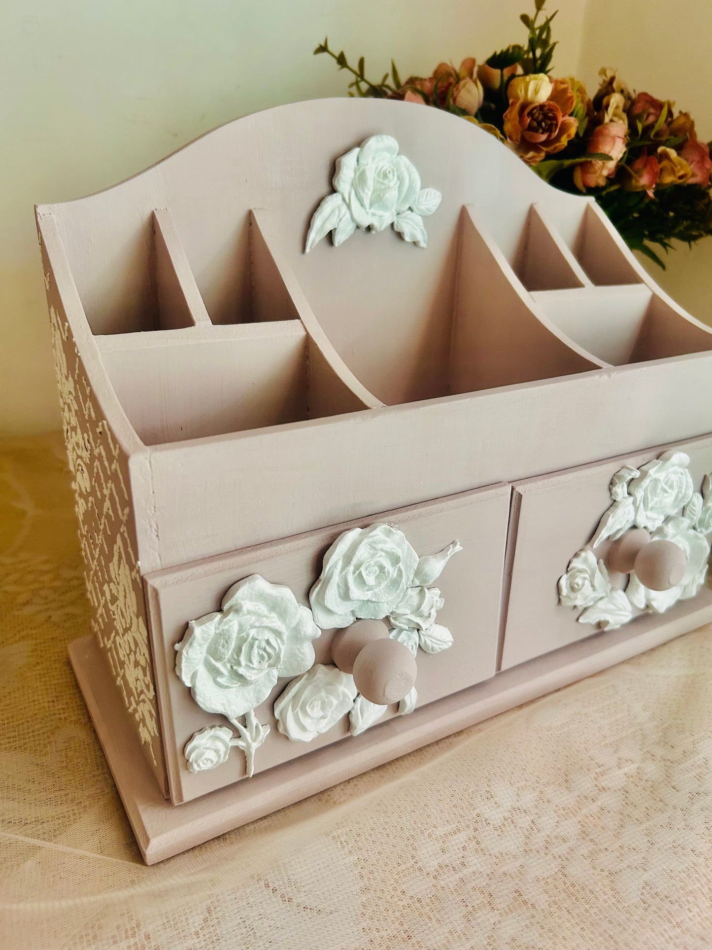 Rose Reverie Makeup & Jewellery Organiser | 7 compartments & 2 drawers