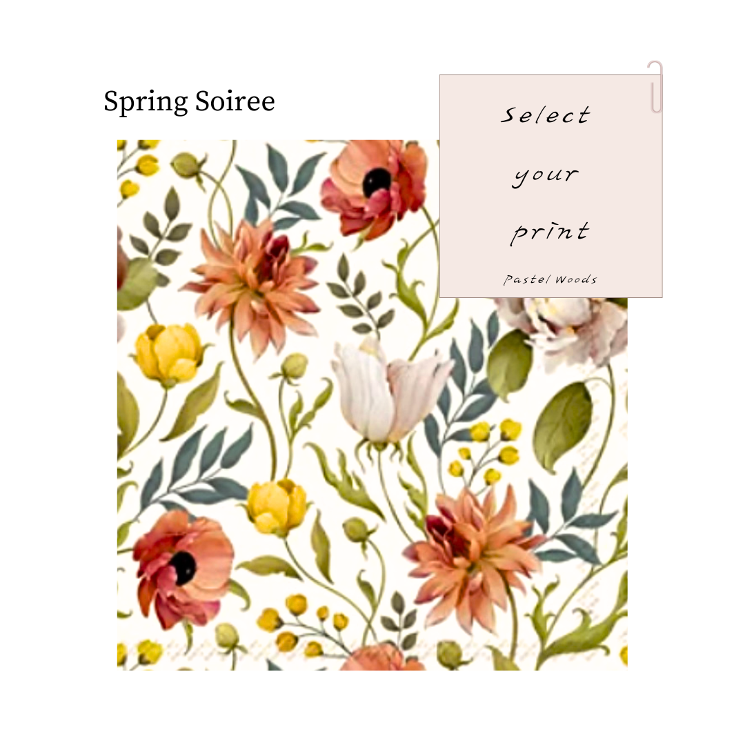 Custom Floral Round Coasters Set of 6 with Stand | Vintage Decor| PASTEL WOODS