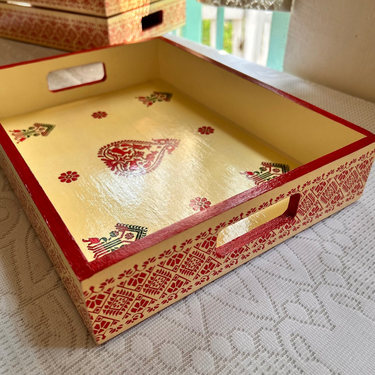 Assamese Motif Trays | Assamese Serving Tray | 11*8 inches