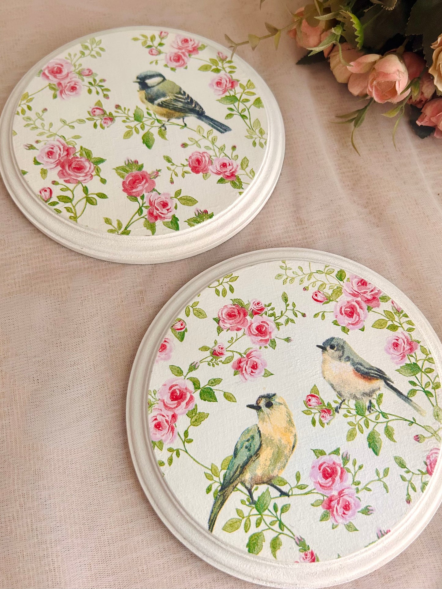 Rose Song set - Round Wall Plates 6" | Garden Whisper Collection