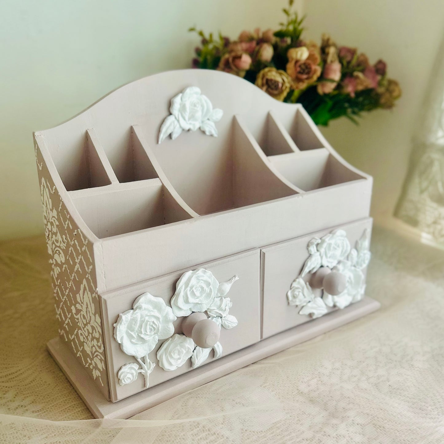 Rose Reverie Makeup & Jewellery Organiser | 7 compartments & 2 drawers