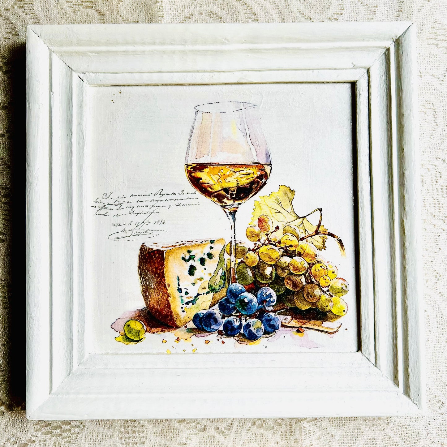 Square White frame | Wine and Grapes | Wall art | 8x8