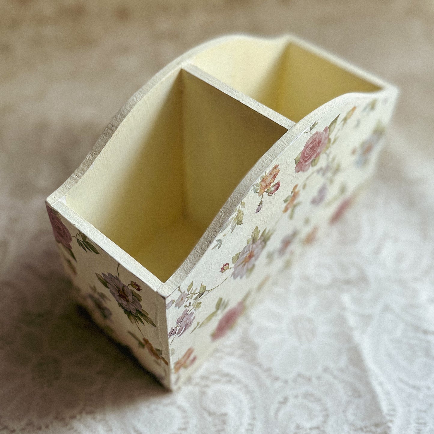 Happy Yellow Cutlery Holder | Floral holder for cutlery, brushes , pens