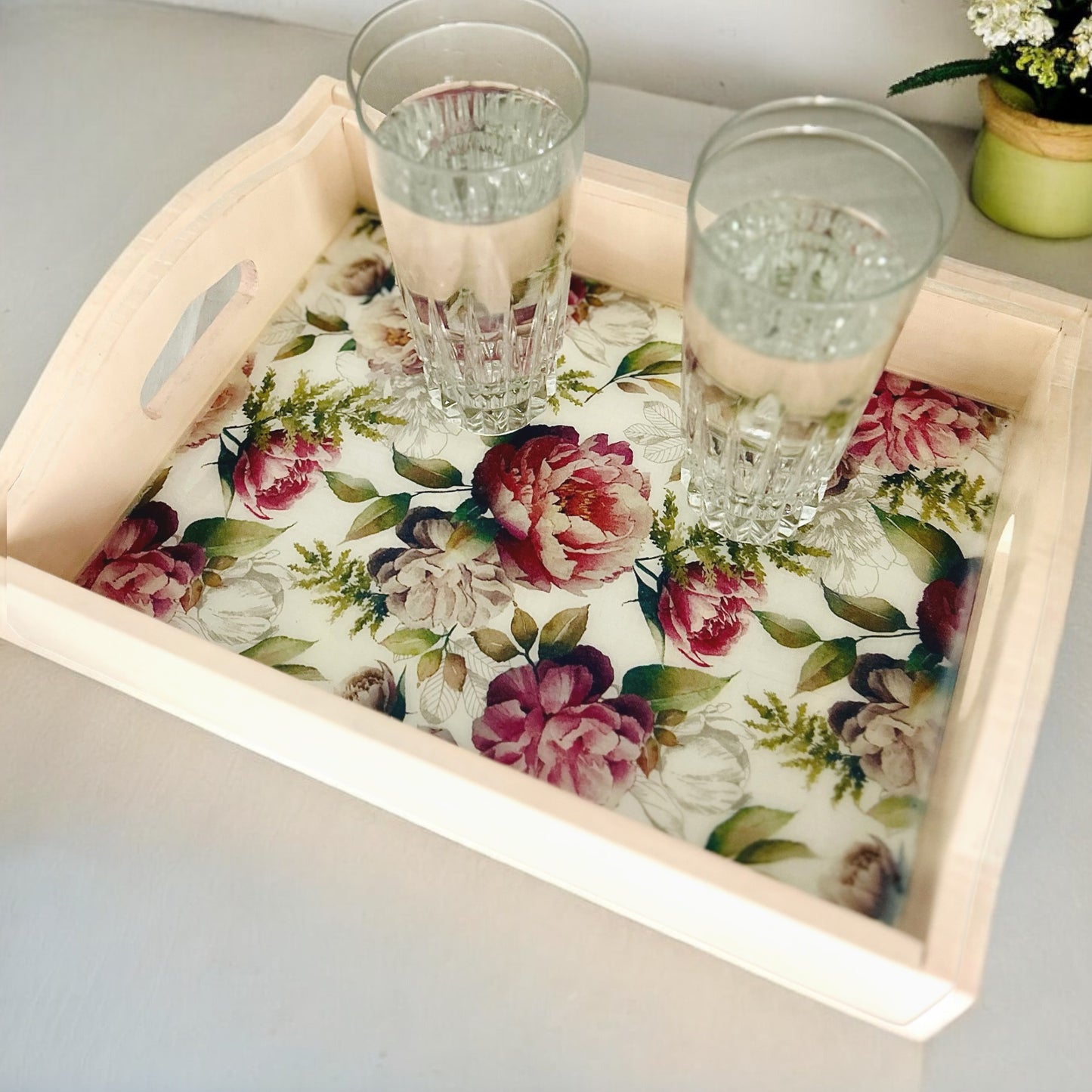 Bella Bloom Tray | Floral Serving Tray | in 2 sizes