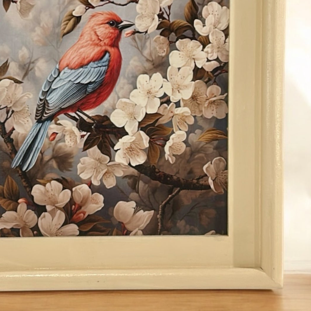 Red Birdie in Beige Frame - 12x9 | Wall art