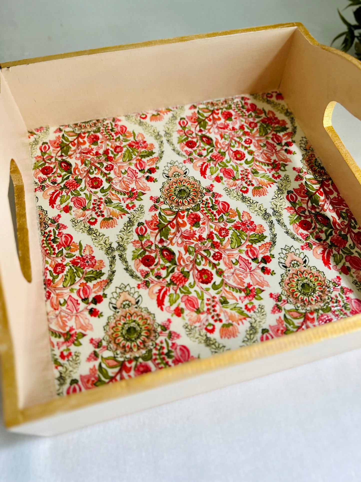 Royal Indian Square Serving Tray | Small tray for gifts, mugs, cups and glasses