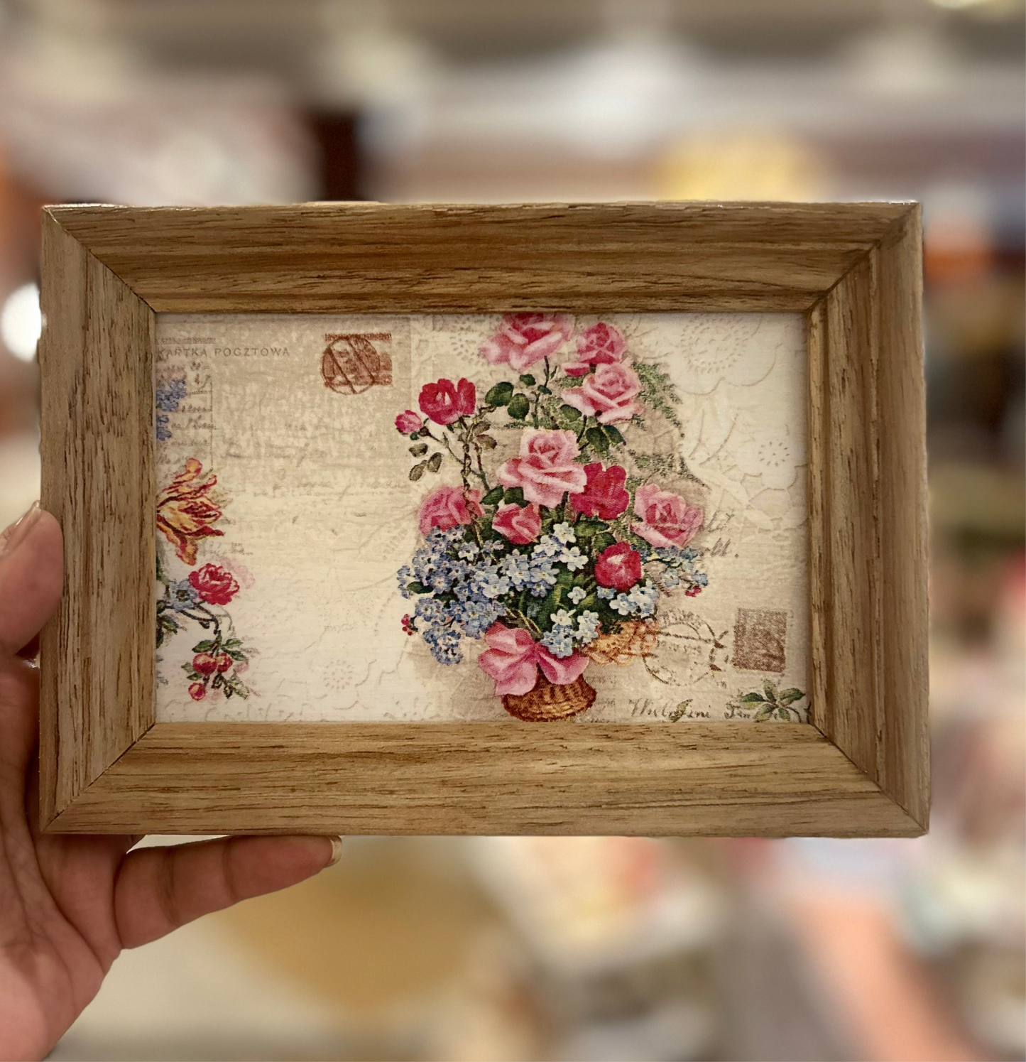 Vintage Rose Mini Wall Frame | Vintage Mini Wooden Frame | Natural wood finish