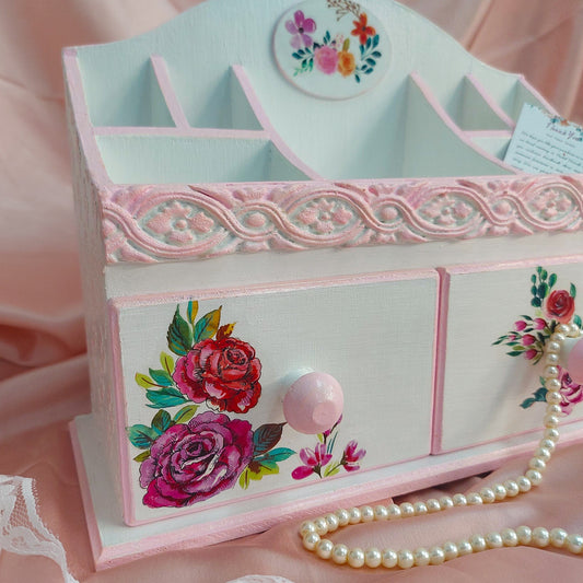 Blush Blossom Makeup &Jewellery Organiser | 7 compartments & 2 drawers