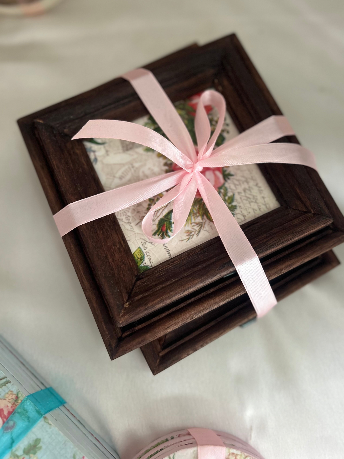 Vintage Rose Wall Frames | Vintage Wooden Frame | Set of 3