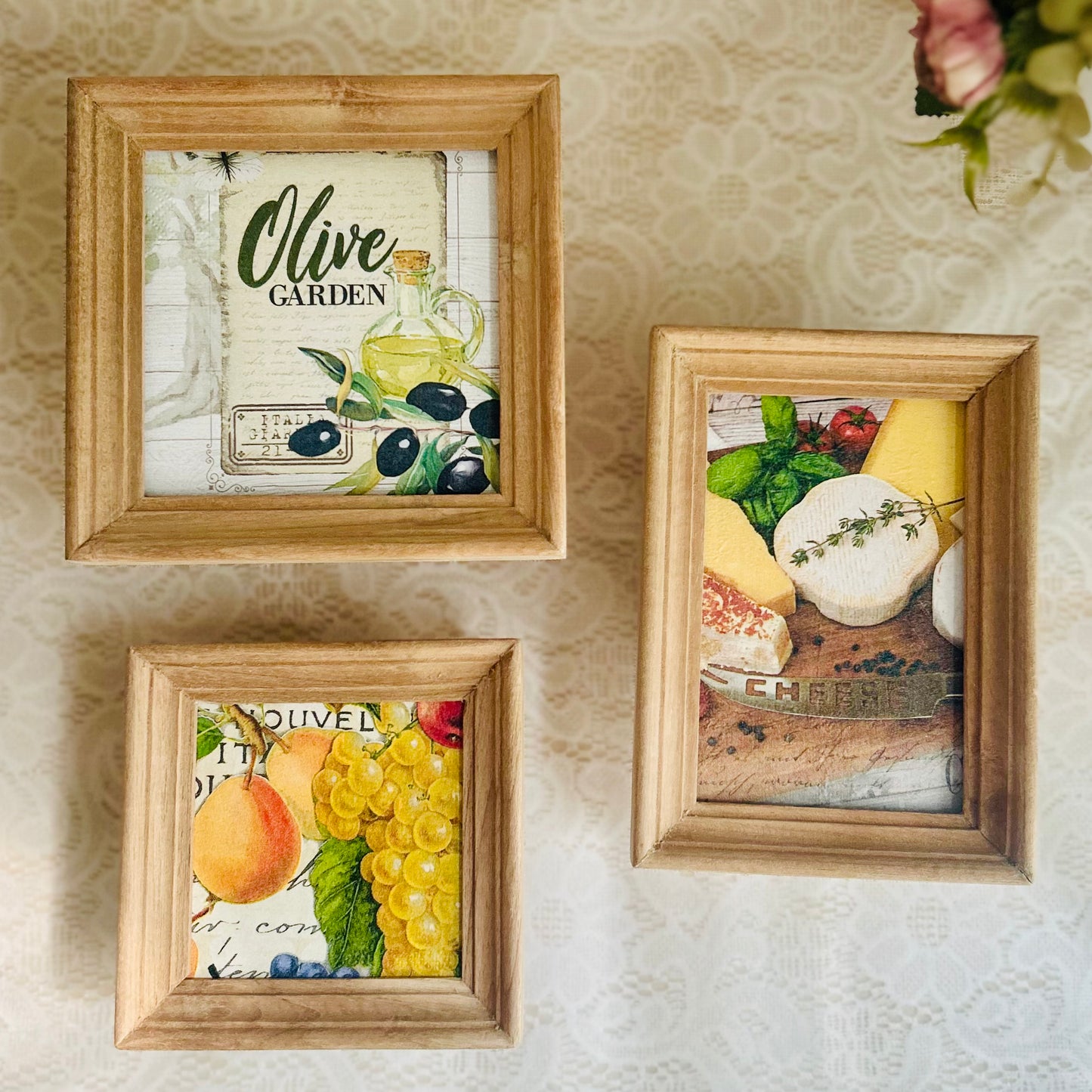 Countryside Kitchen Wall Frame Set - Wooden Wall decor for kitchen | Natural Wood Finish