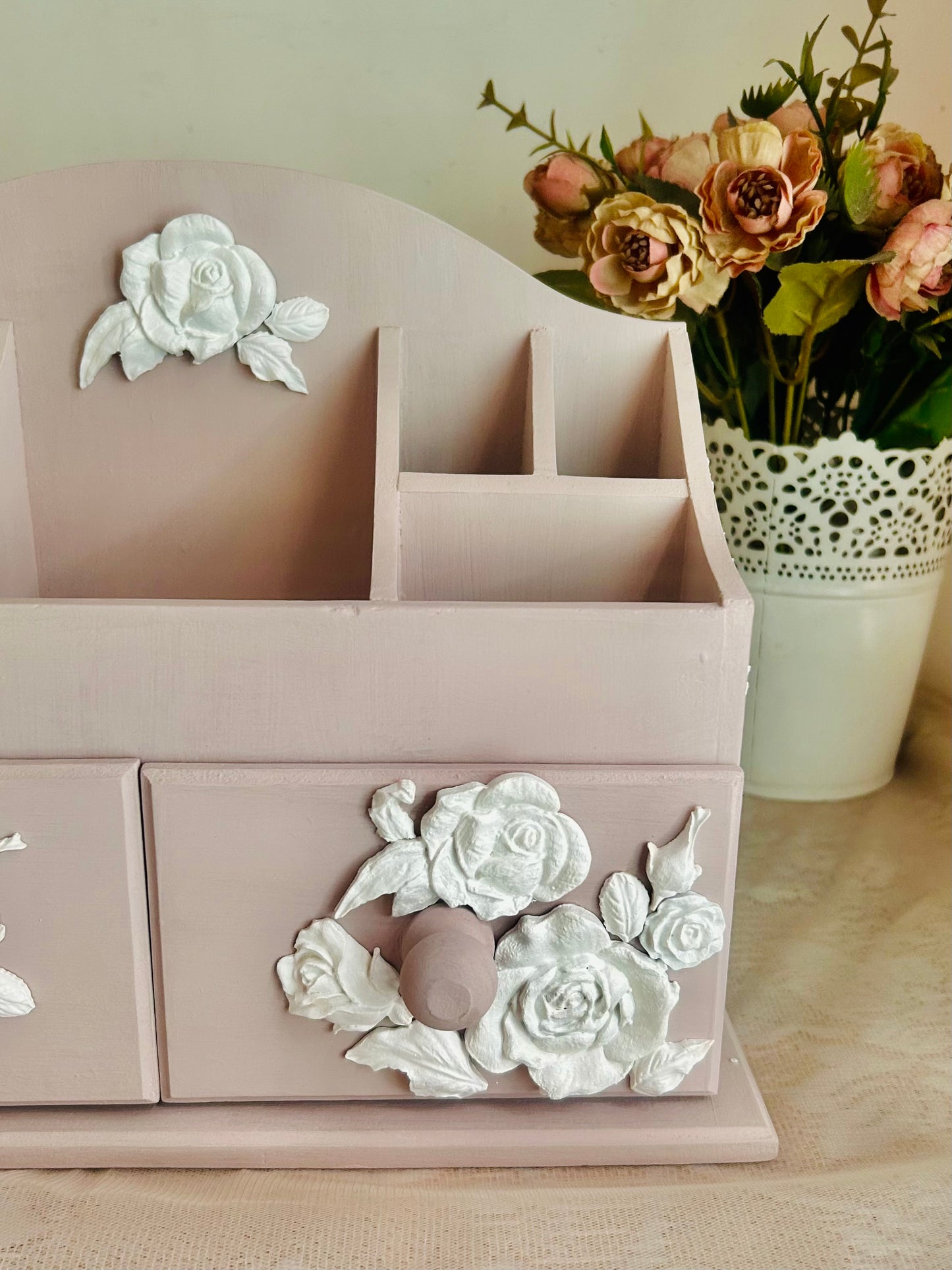 Rose Reverie Makeup & Jewellery Organiser | 7 compartments & 2 drawers