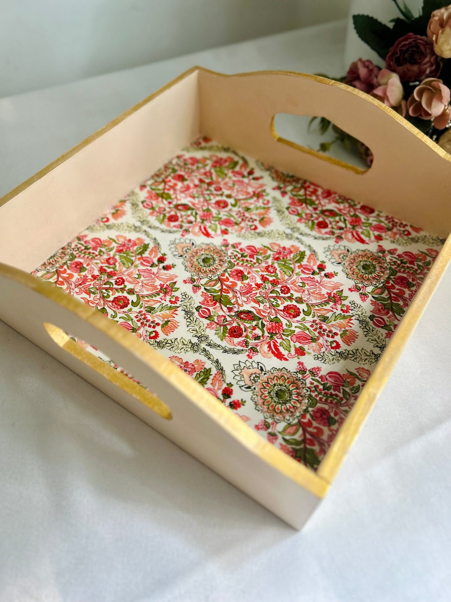 Royal Indian Square Serving Tray | Small tray for gifts, mugs, cups and glasses