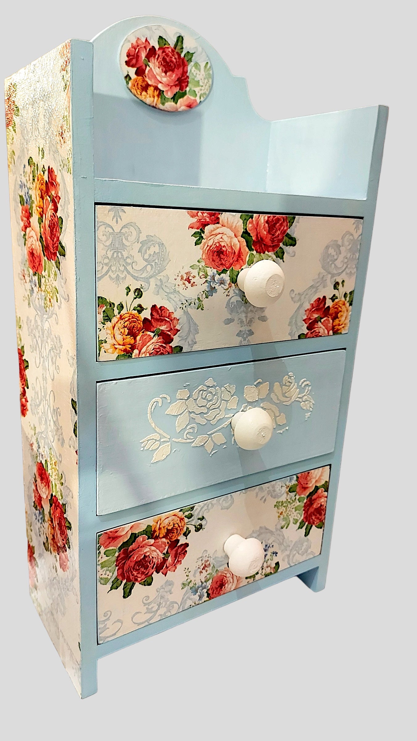 Vintage Bloom in Baby Blue Chest of Drawer