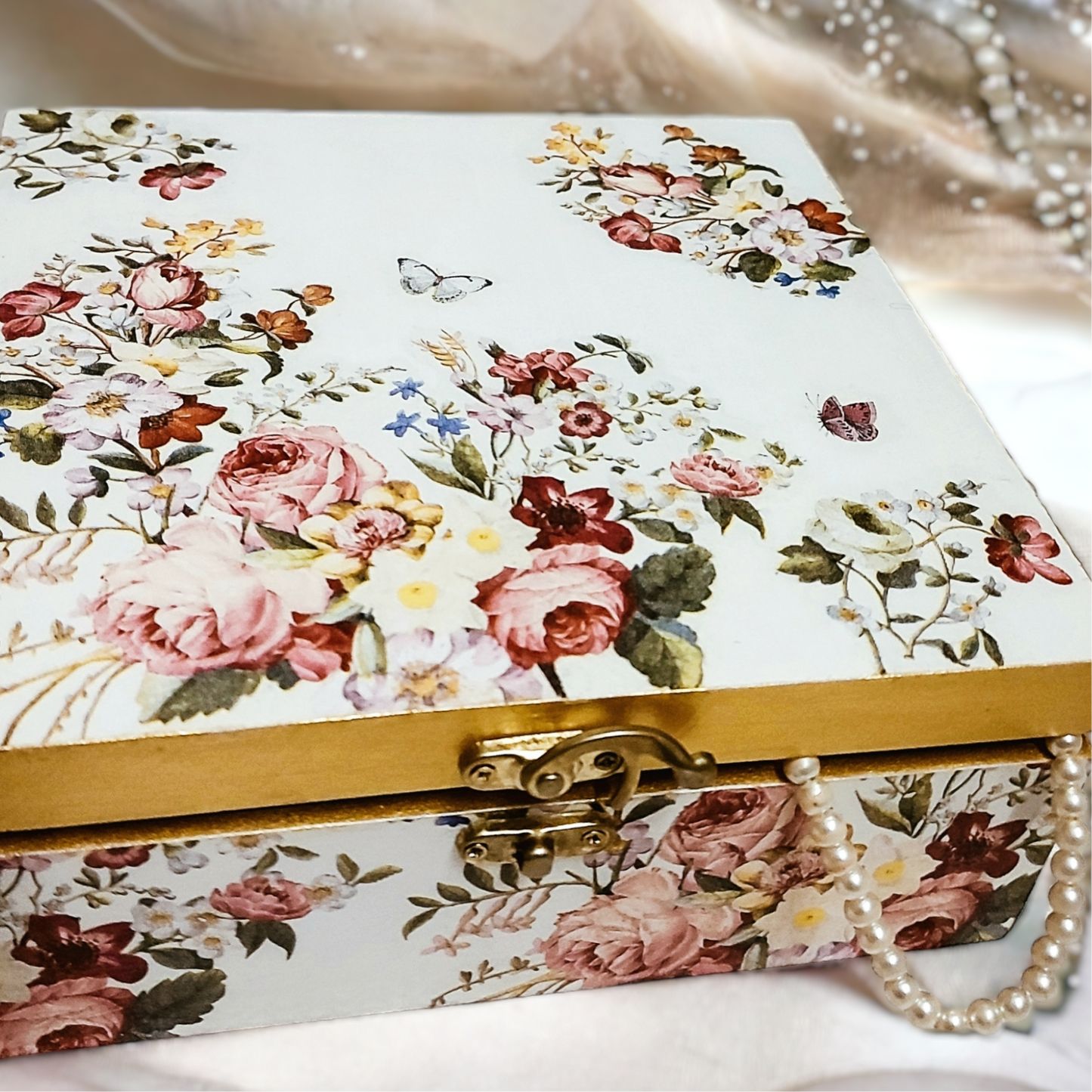 Rose Gilded Storage Box | Decorative Box | Keepsake Box | Jewellery Box