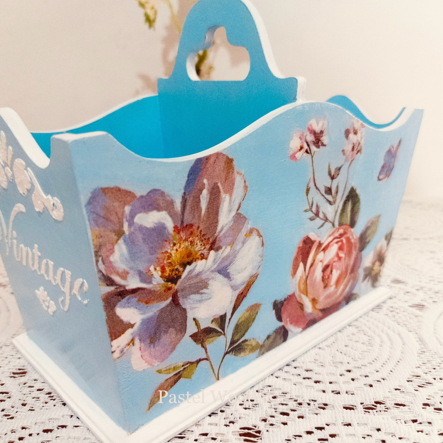 Peony Blue Cutlery Holder Basket | Cutlery Organiser