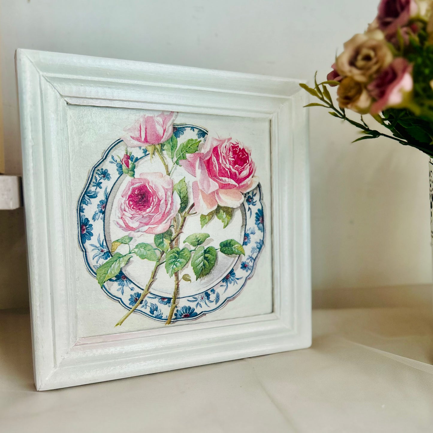 Wall frame pink rose