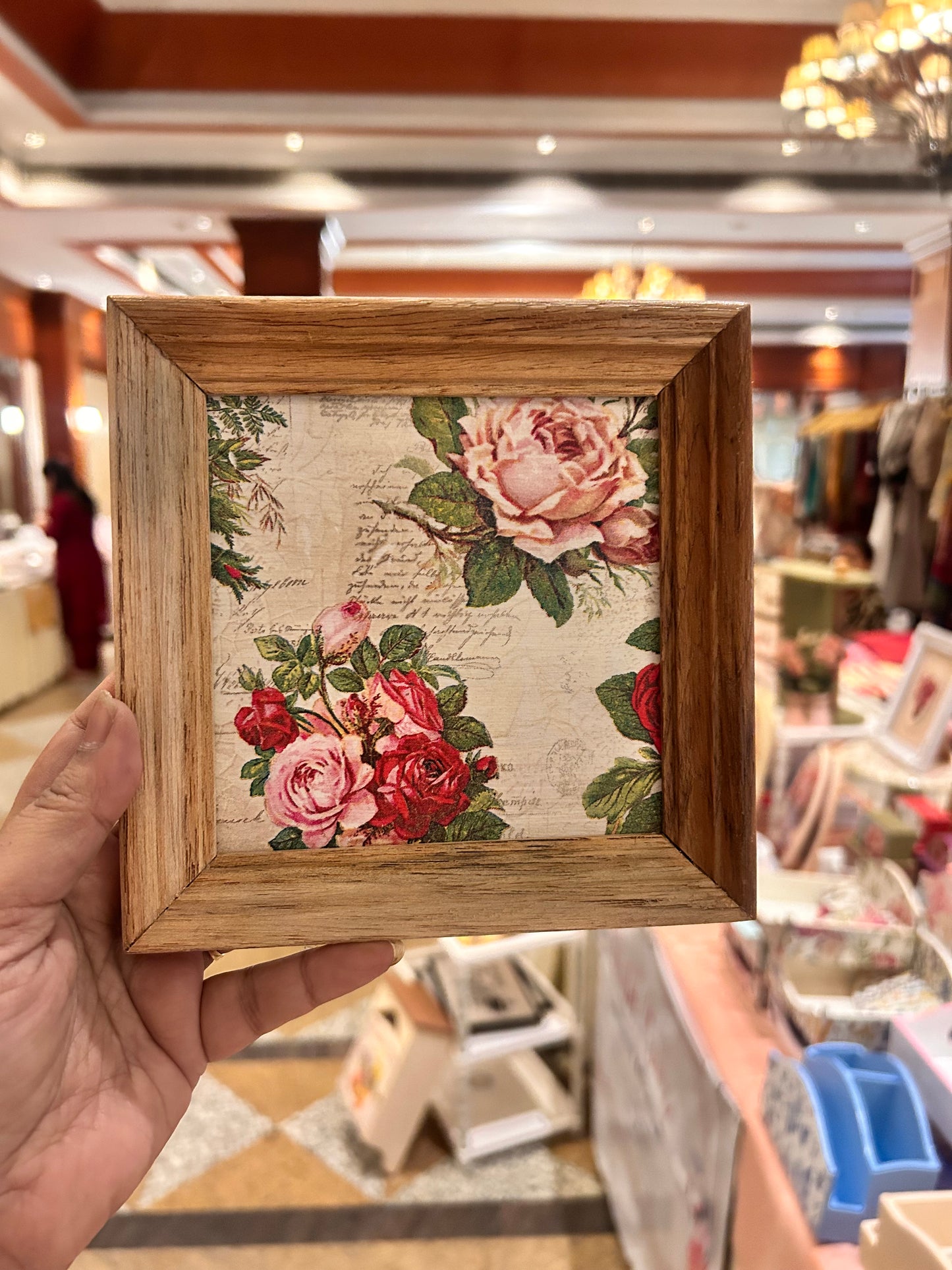 Vintage Rose Mini Wall Frame | Vintage Mini Wooden Frame | Natural wood finish