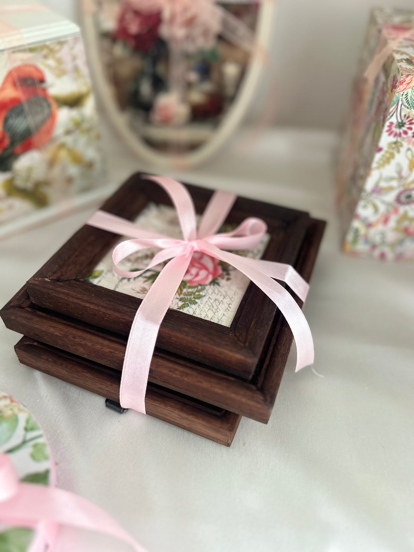 Vintage Rose Wall Frames | Vintage Wooden Frame | Set of 3
