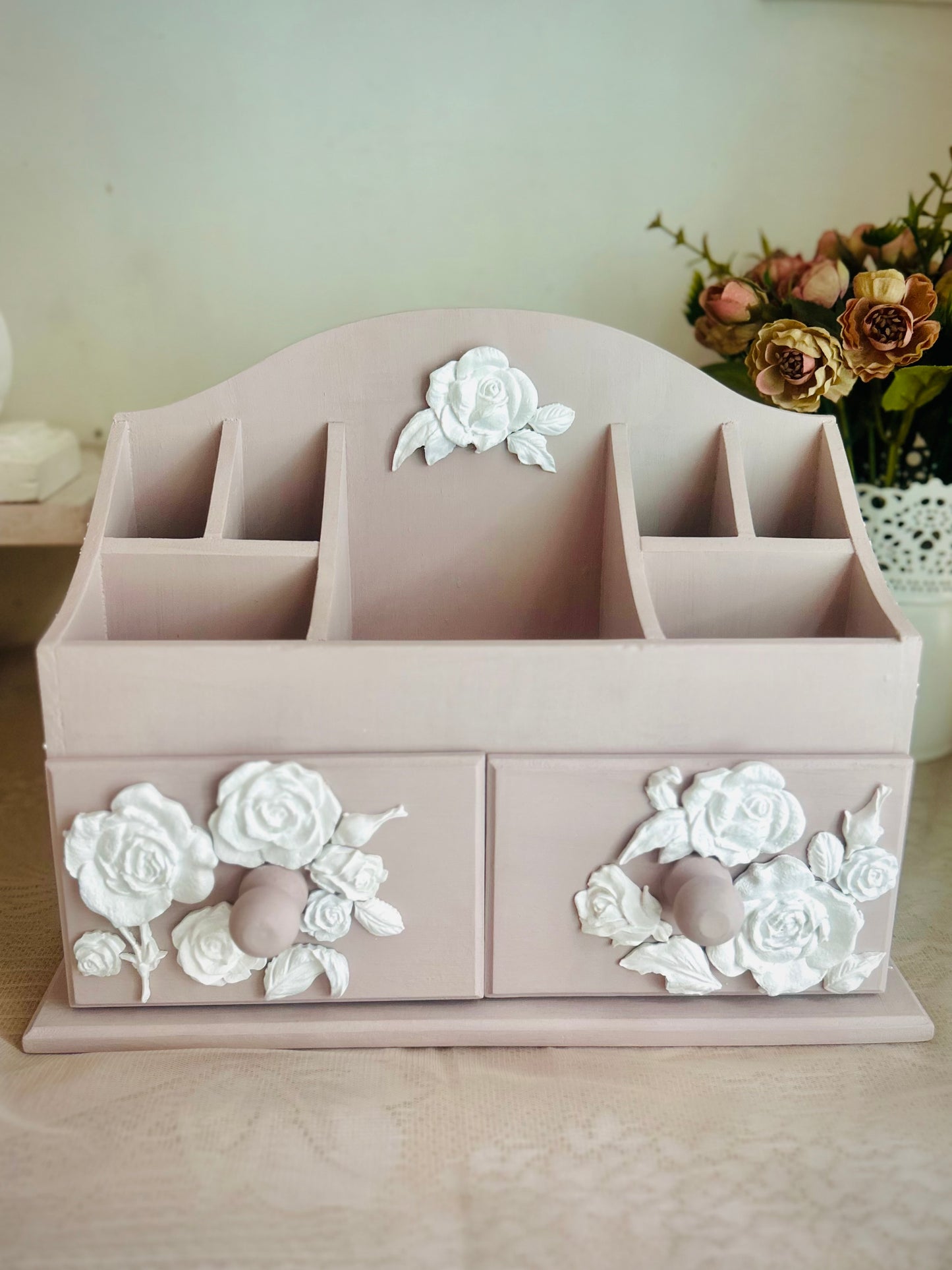 Rose Reverie Makeup & Jewellery Organiser | 7 compartments & 2 drawers
