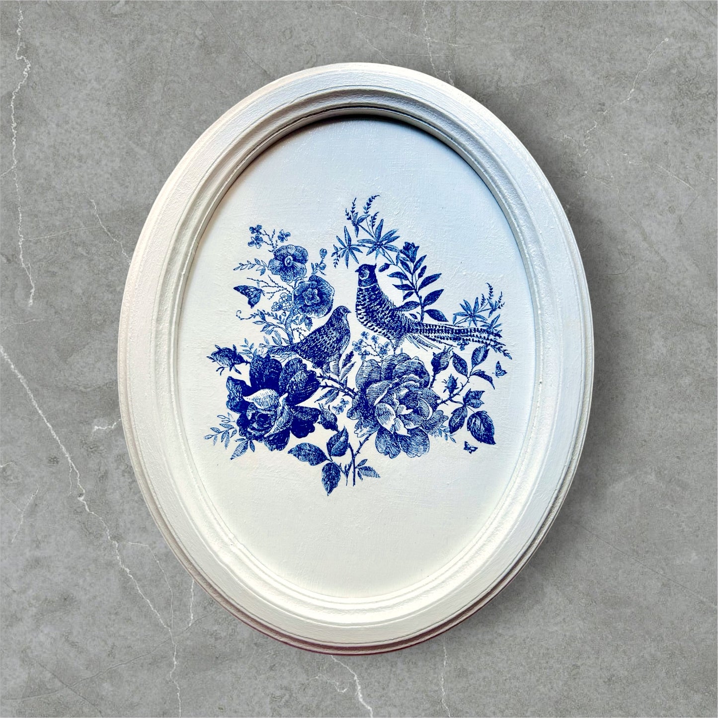 The Porcelain Birds – Oval Frame - Wall Frame Art
