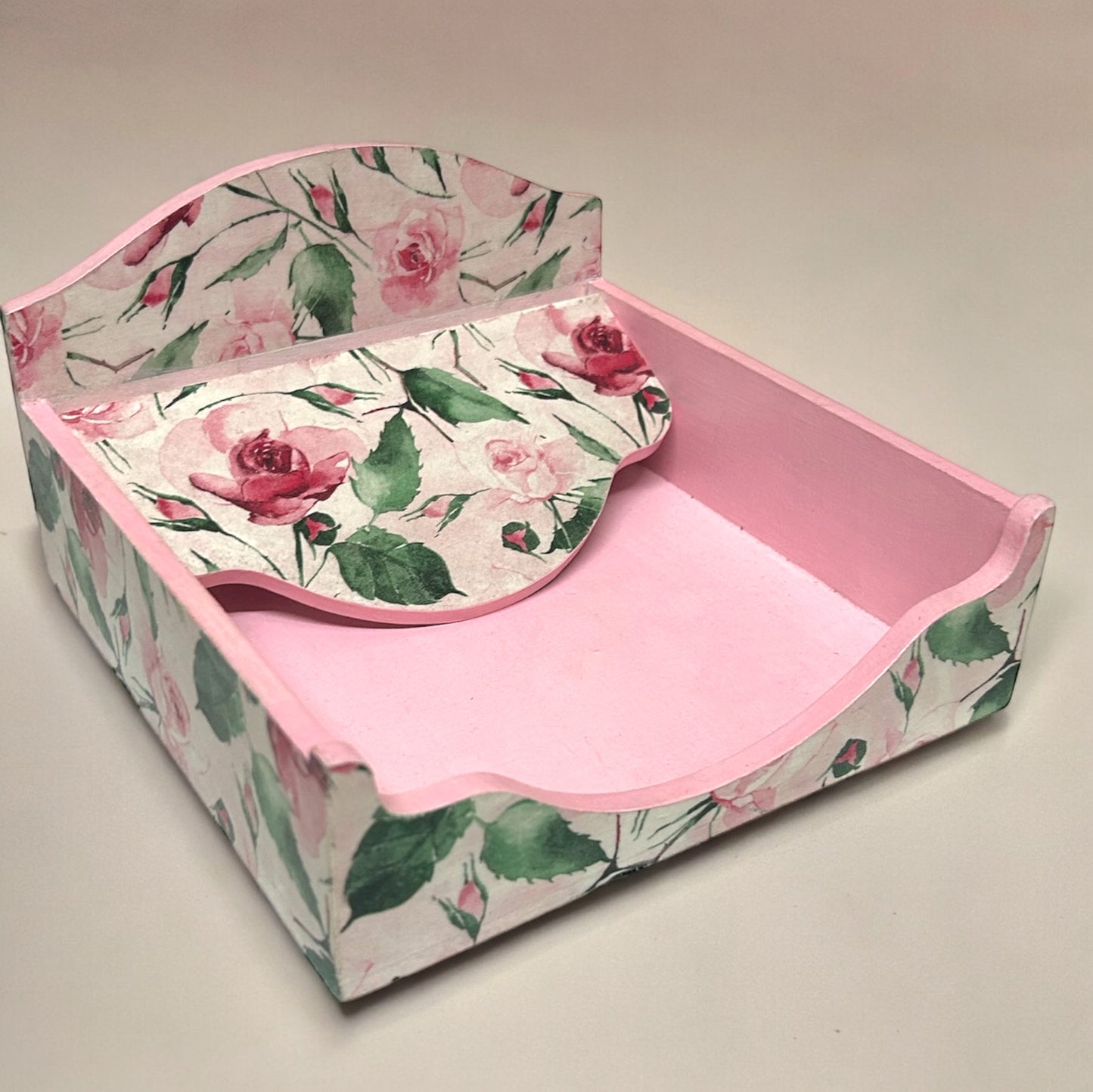 Rosette Floral Square Tissue Box - Napkin Holder for Home Office Cafes