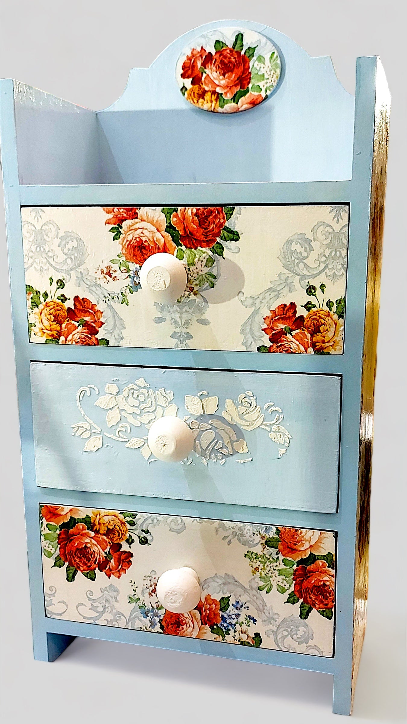 Vintage Bloom in Baby Blue Chest of Drawer