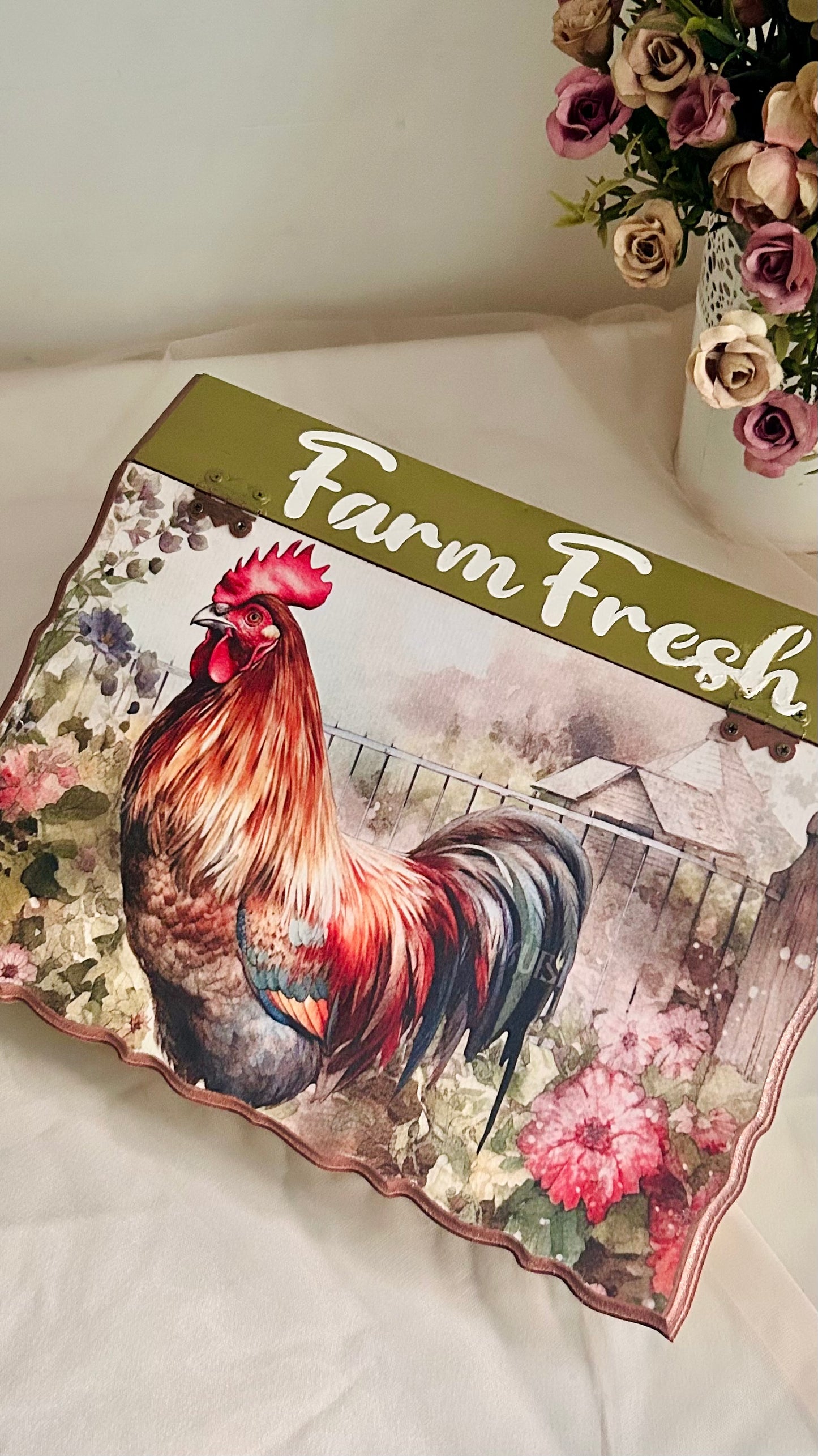 Country Rooster BreadBox - Kitchen Counter Storage for breads and dry items | PASTEL WOODS