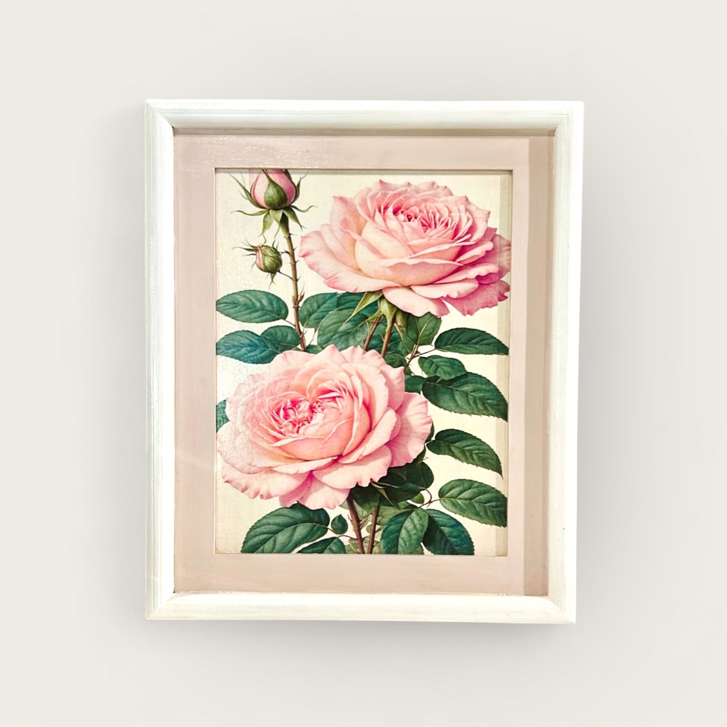Soft Pink Roses in White Frame - 12x9 | Wall art