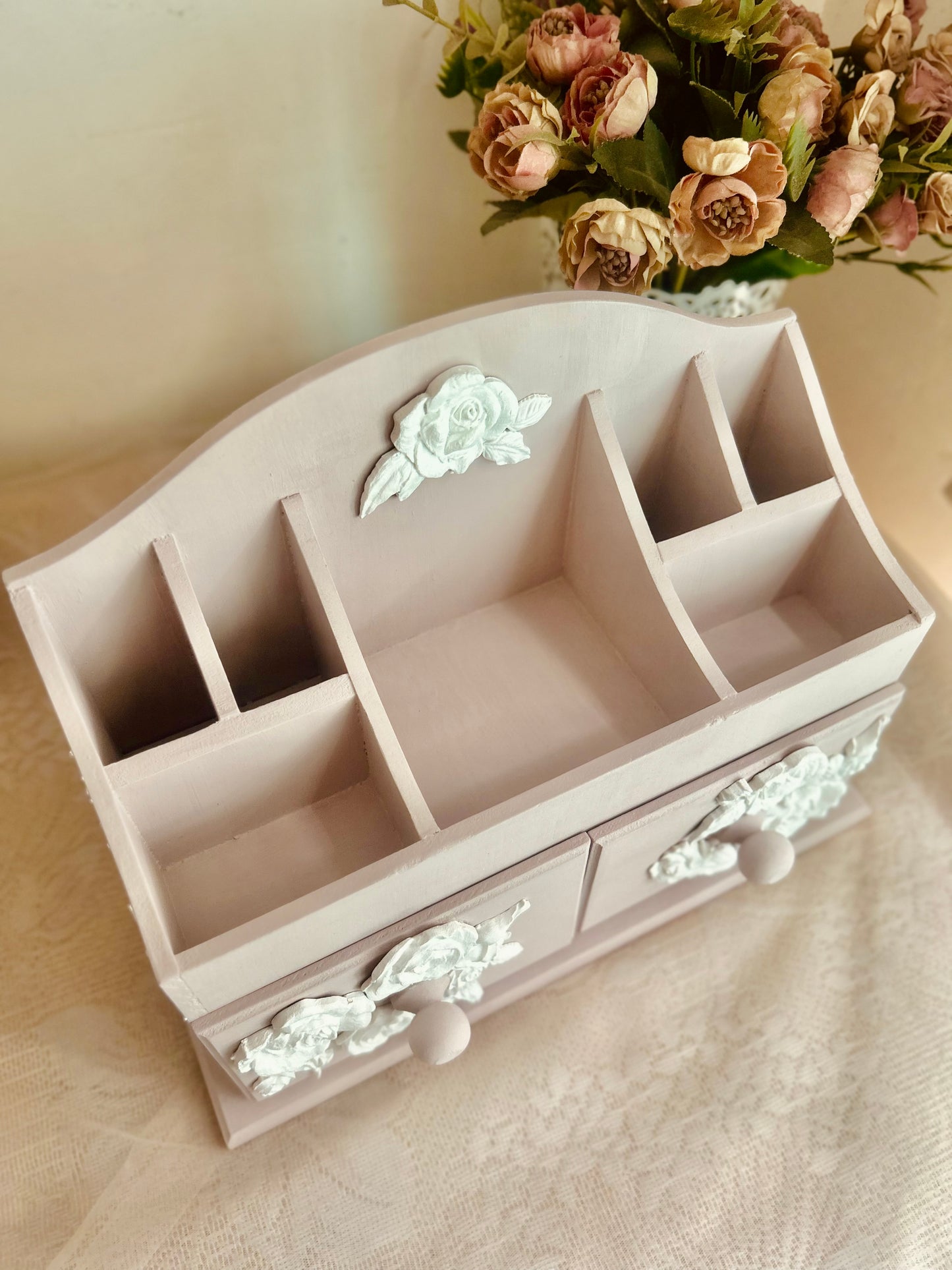 Rose Reverie Makeup & Jewellery Organiser | 7 compartments & 2 drawers