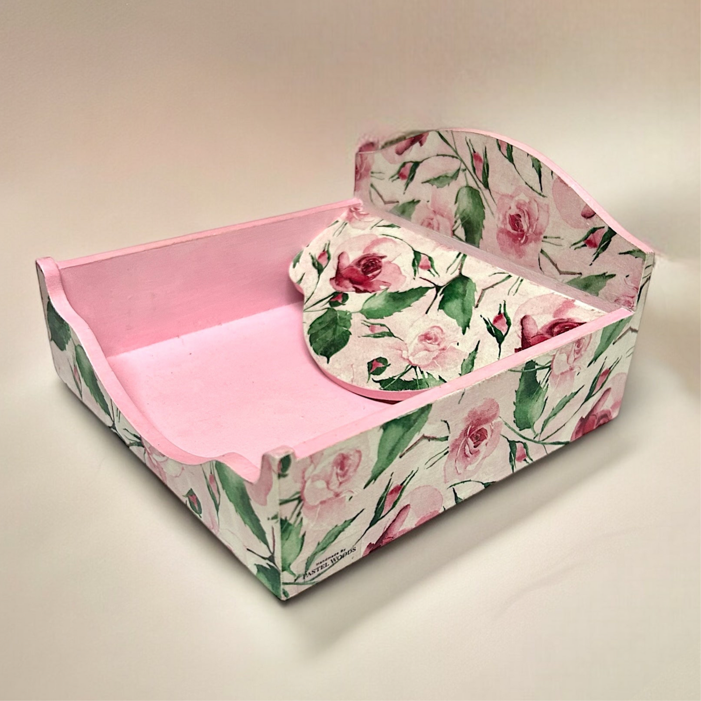 Rosette Floral Square Tissue Box - Napkin Holder for Home Office Cafes