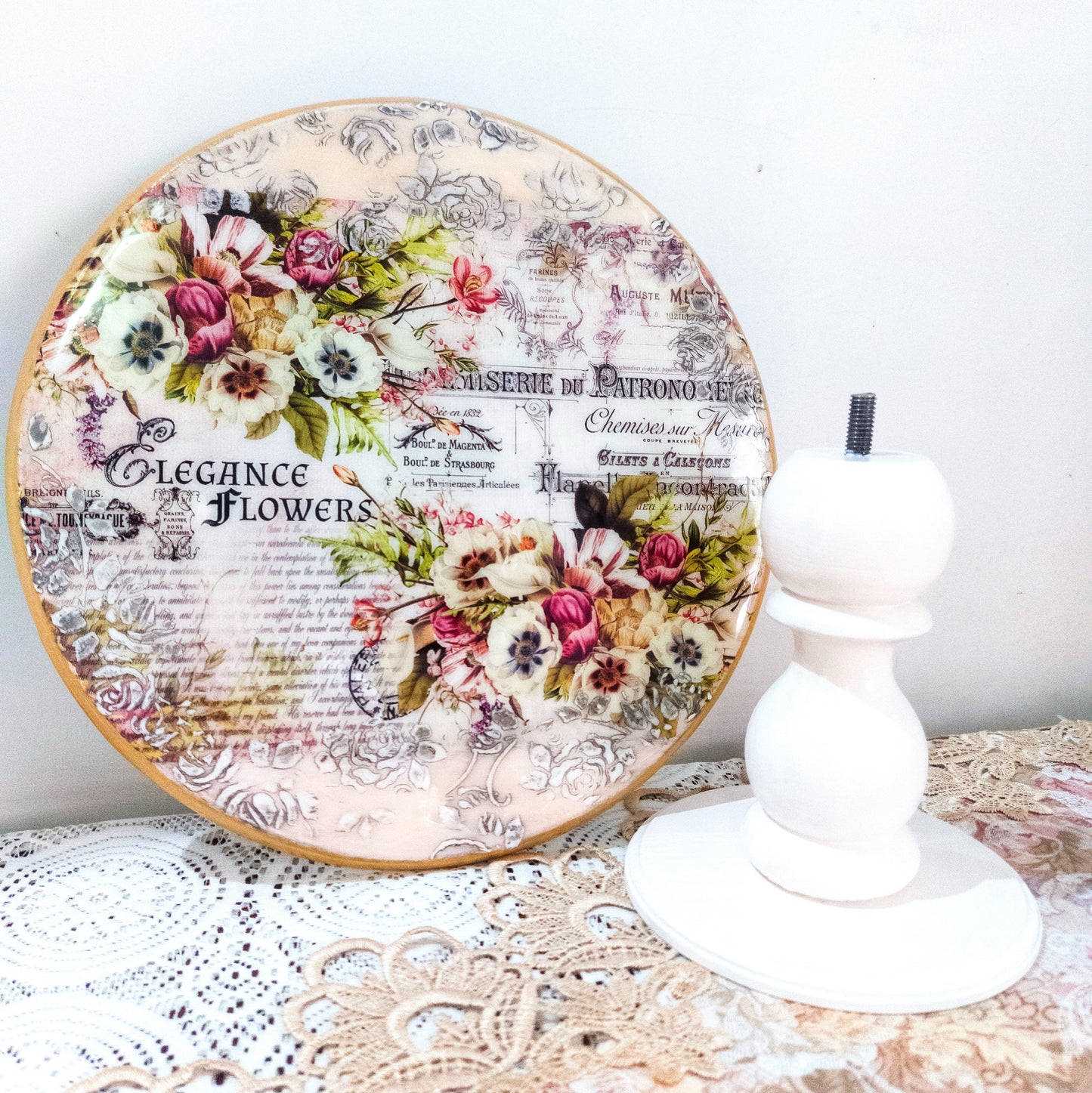 Flower Elegance Cake Stand -12” | Floral Cake Stand with Carved Detachable Base for parties, gifting and decor