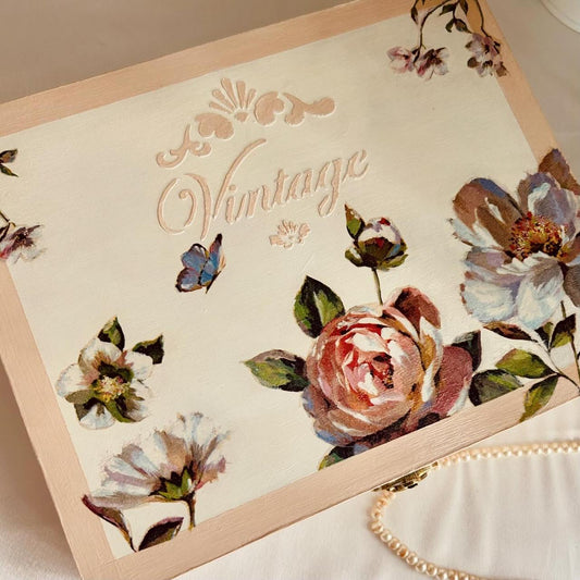 Beige Peony Jewellery Box - Decorative Storage Box - Personalised Gifts