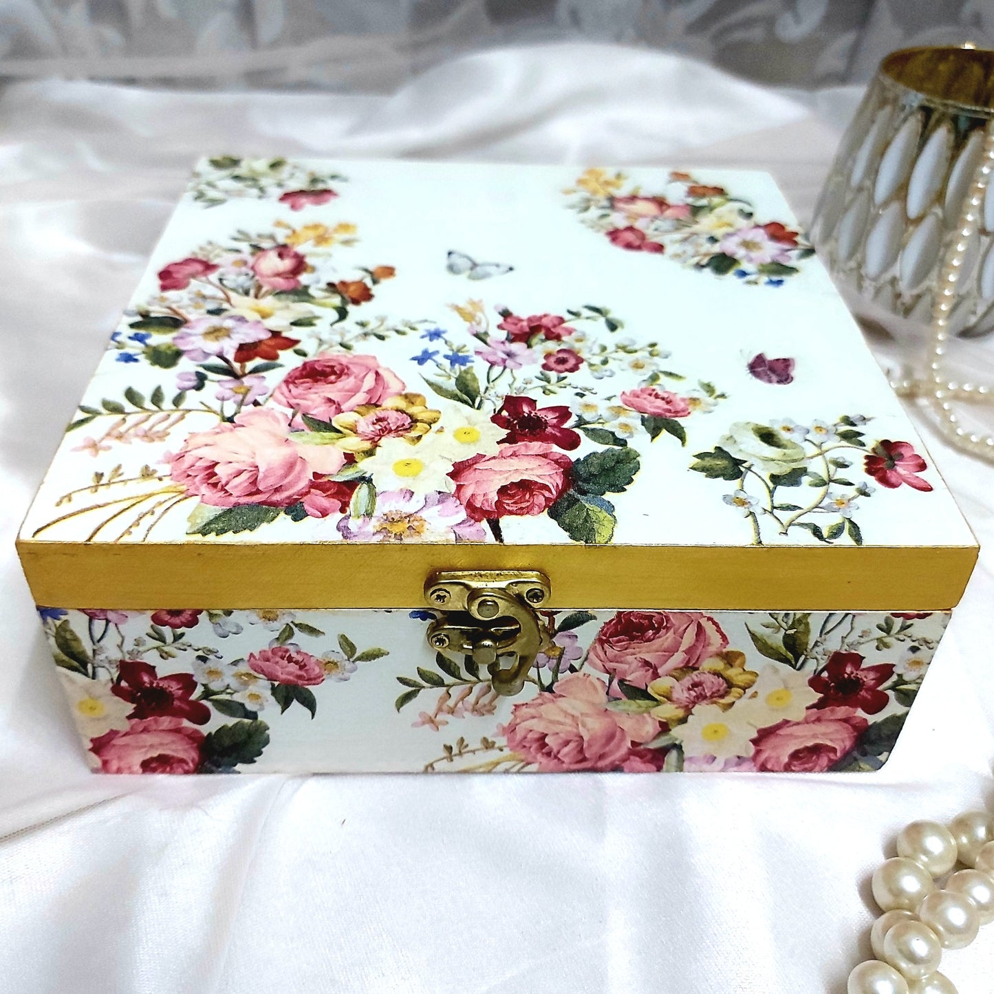 Rose Gilded Storage Box | Decorative Box | Keepsake Box | Jewellery Box
