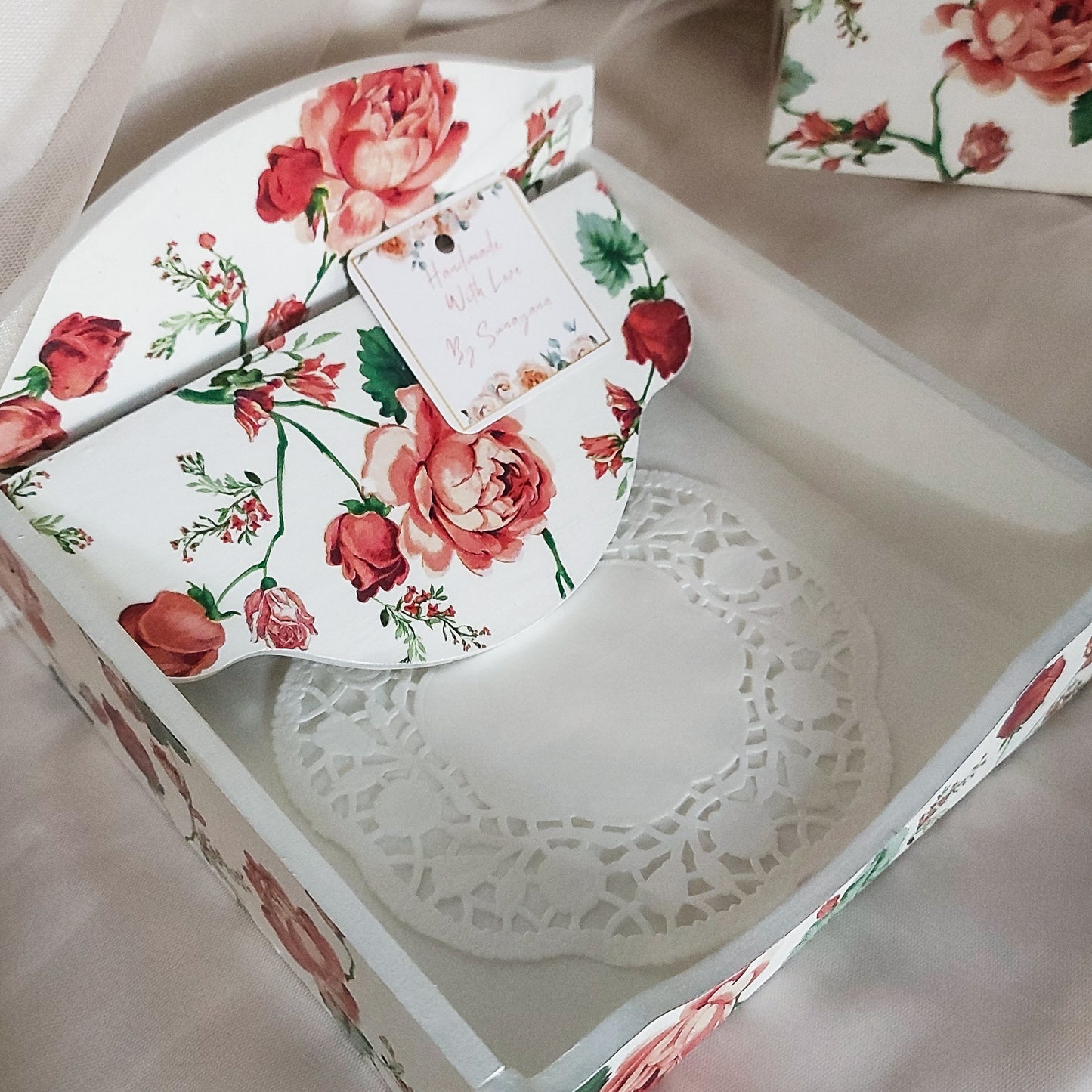 Floral Square Tissue Box / Square Napkin Holder / Tissue Holder for Home Office Car/ home decor gift