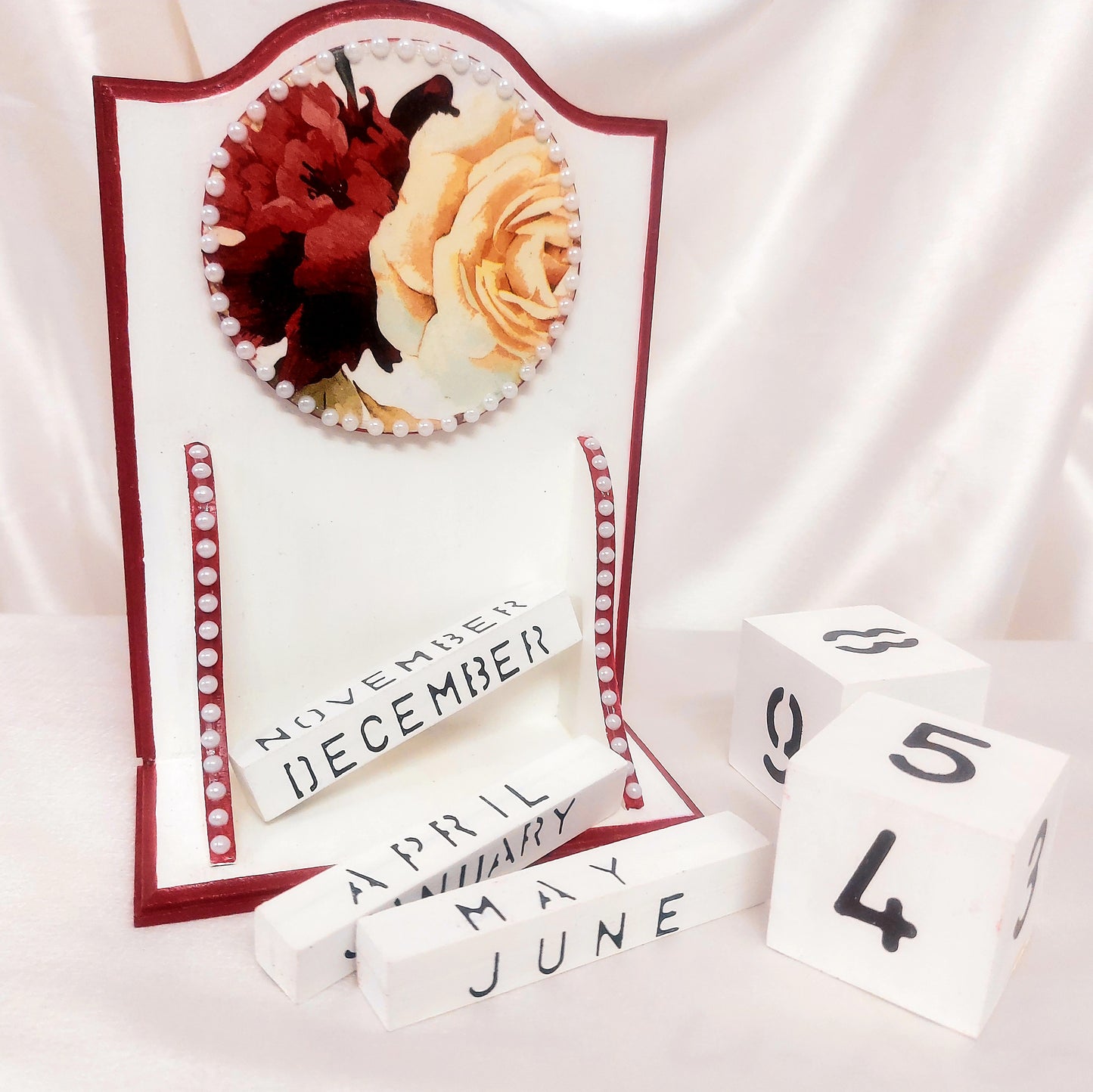 Vintage Perpetual Calendar - Crimson Charm - Single piece only !