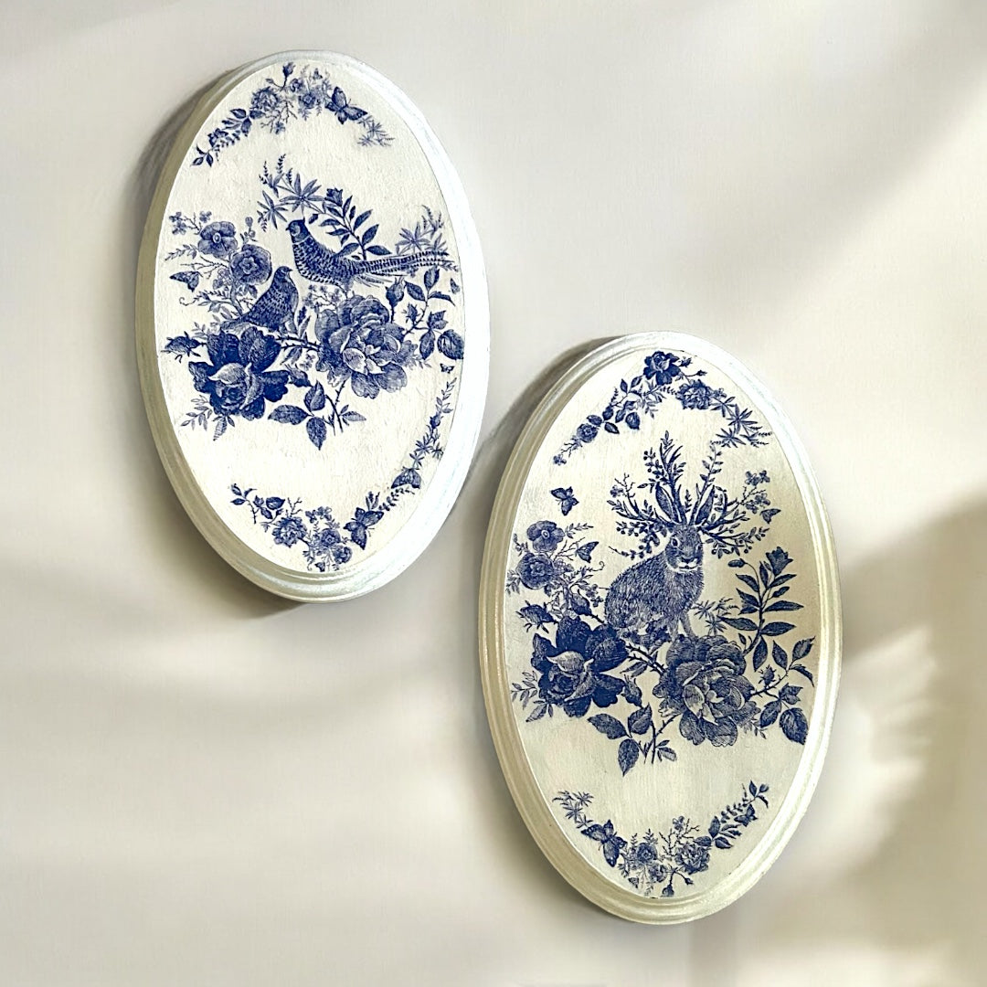 Porcelain Hare Wall Hanging- Oval Wall Plate - Wall plaque