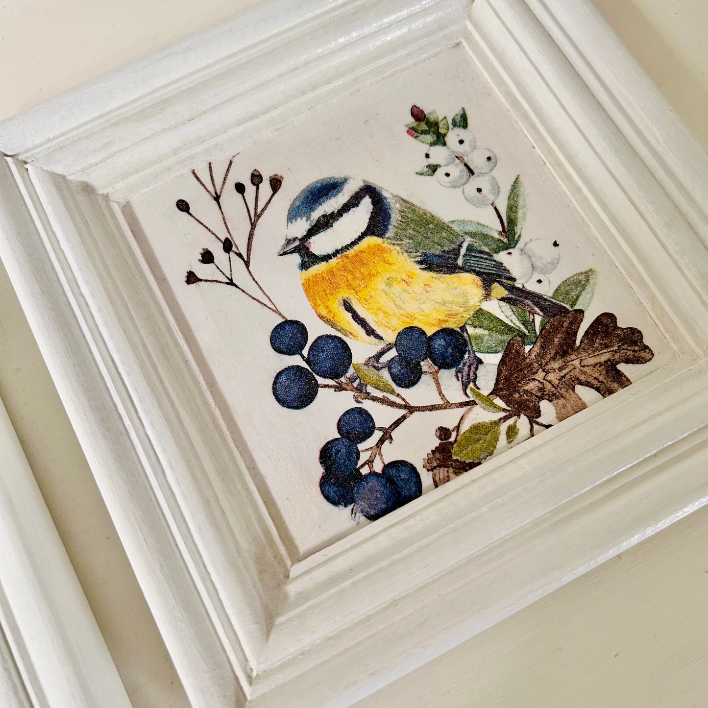 Pretty Wall Frame | Yellow Tit In Blueberry Garden  | Wall Decor | 8x8