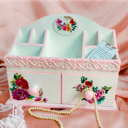 Blush Blossom Makeup &Jewellery Organiser | 7 compartments & 2 drawers