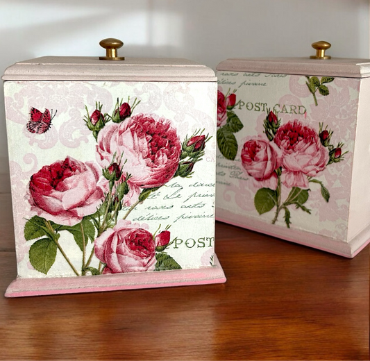 Wooden Storage Jar with Lid - Vintage Love - for gifting choclates, nuts and dry items