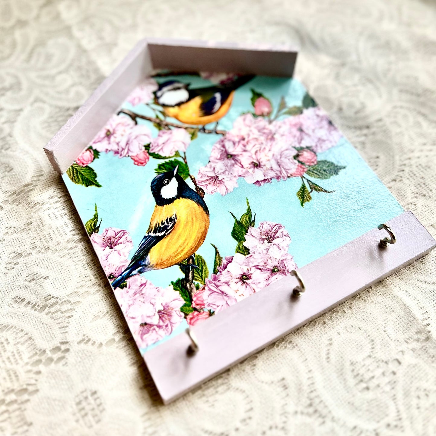 Blue Birds Hut Keyholder | Wall Key hanger for gifting | with 3 hooks