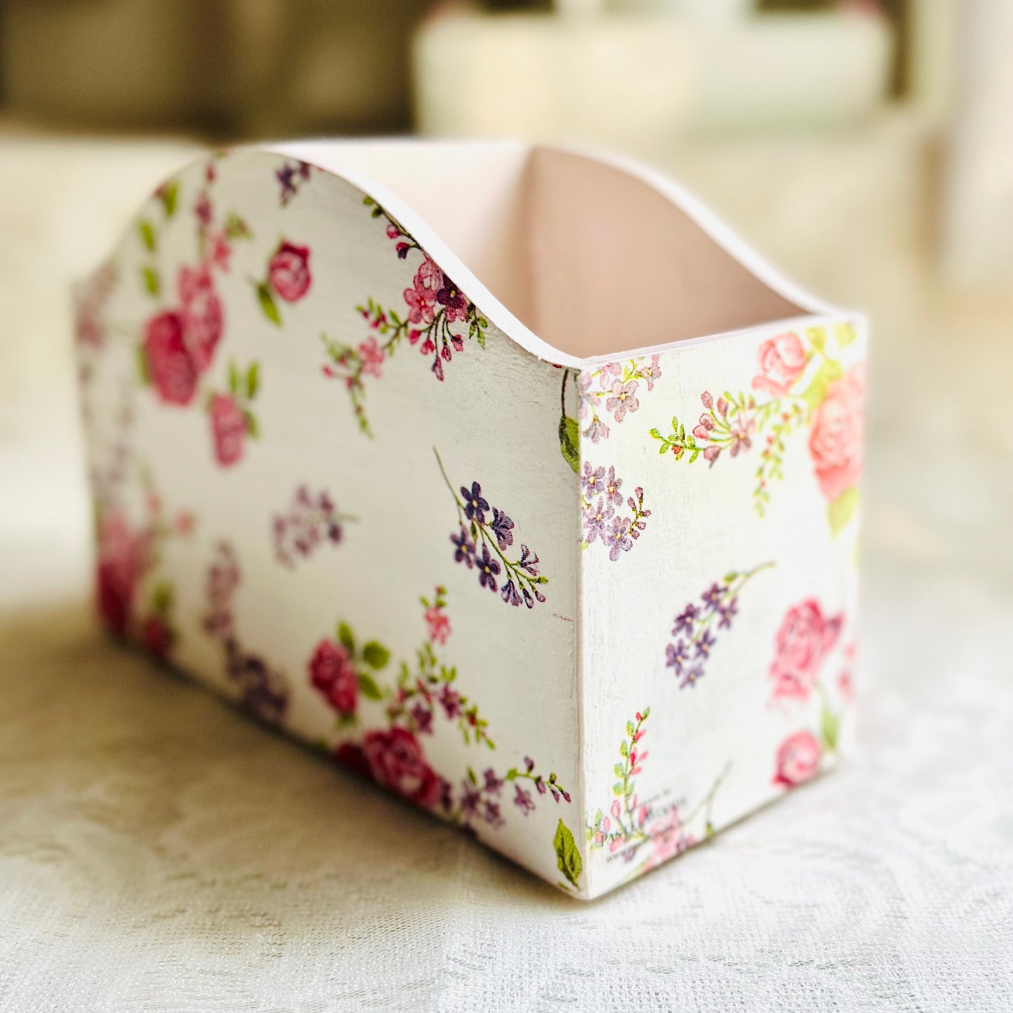 Pink Rose Cutlery Holder | Floral Cutlery holder for dining table