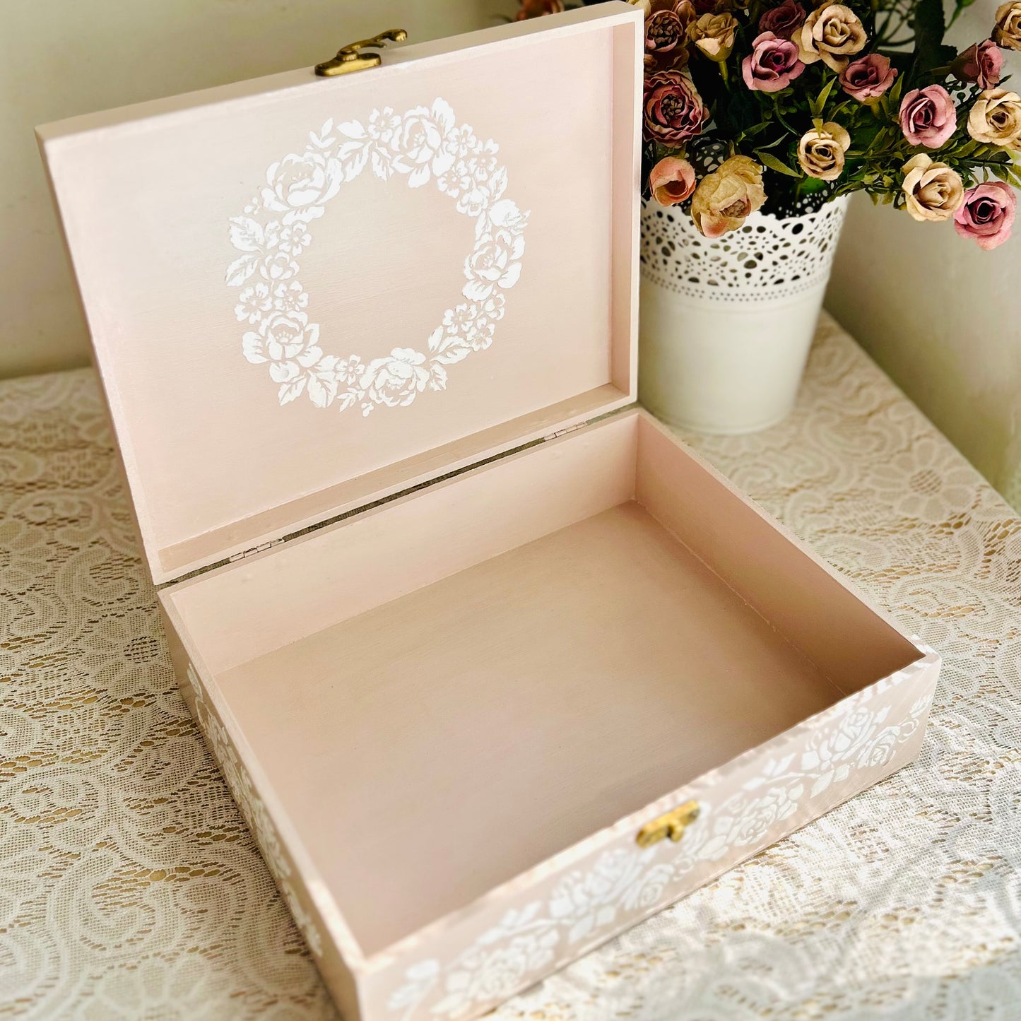Blush Rose Jewellery Box - Decorative Storage Box - Personalised Gifts