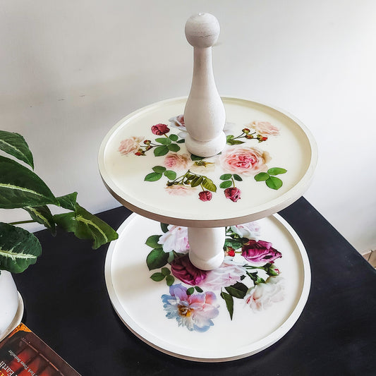 Rose 2 tier dessert stand