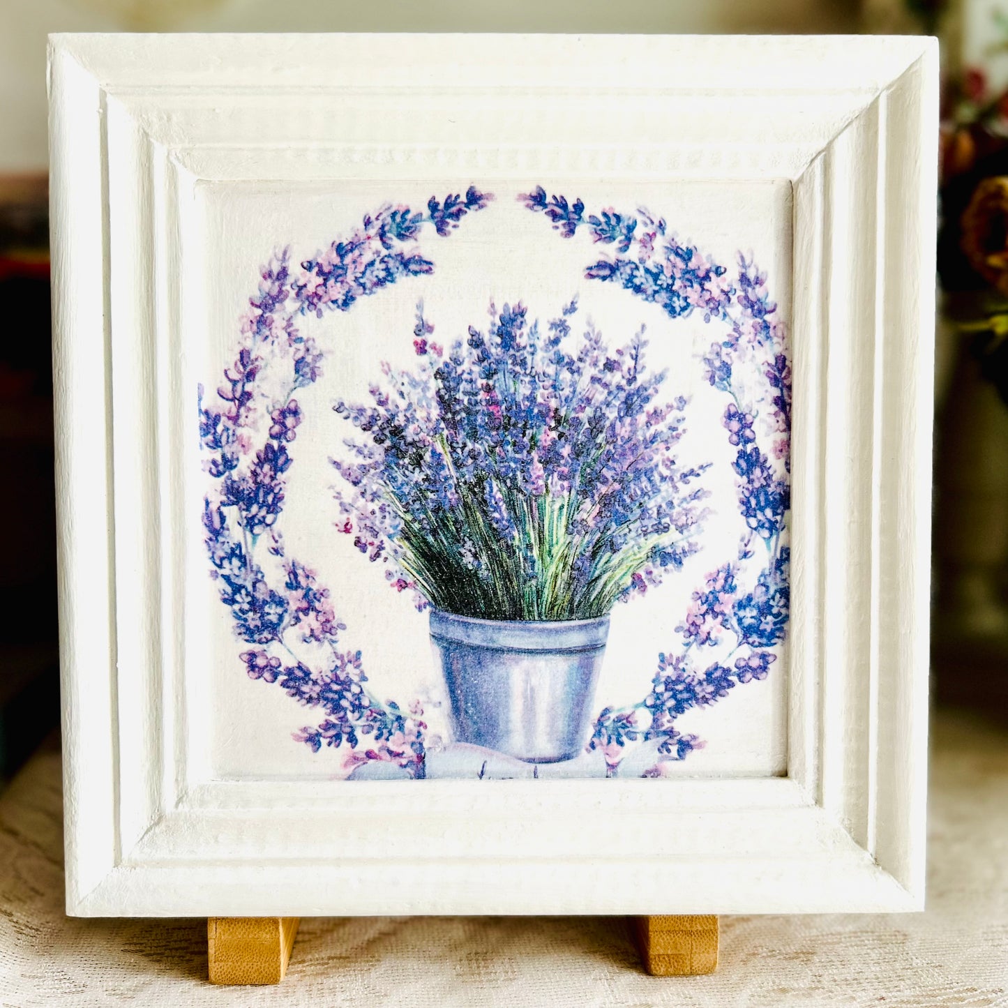 Square White frame | Lavendar Bunch  | Wall art | 8x8