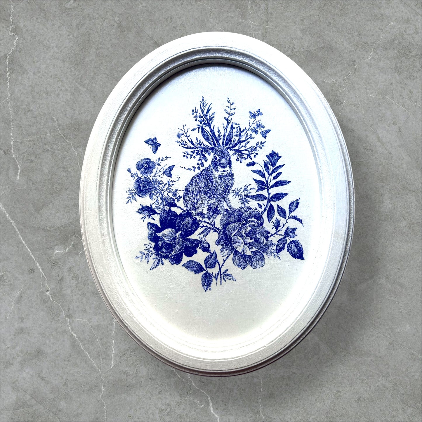 The Porcelain Hare – Oval Frame - Wall Frame Art