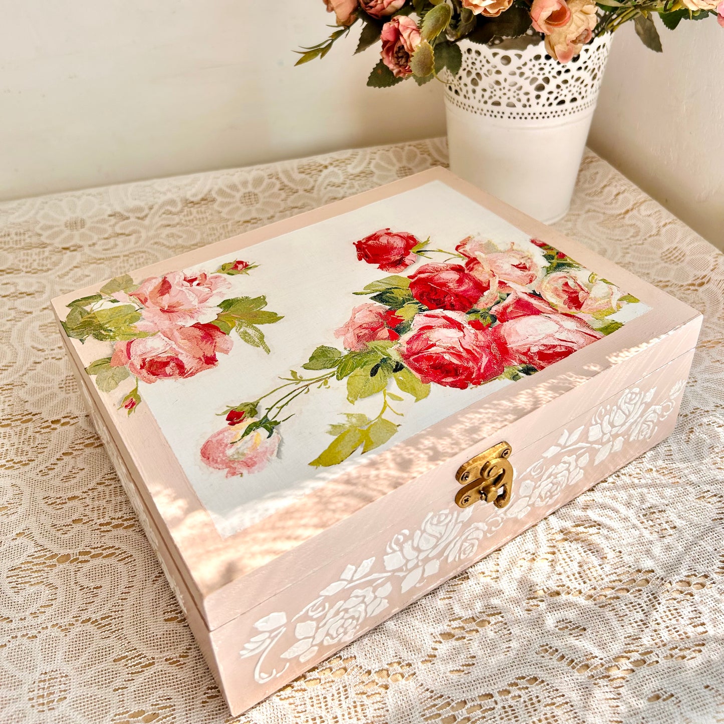 Blush Rose Jewellery Box - Decorative Storage Box - Personalised Gifts