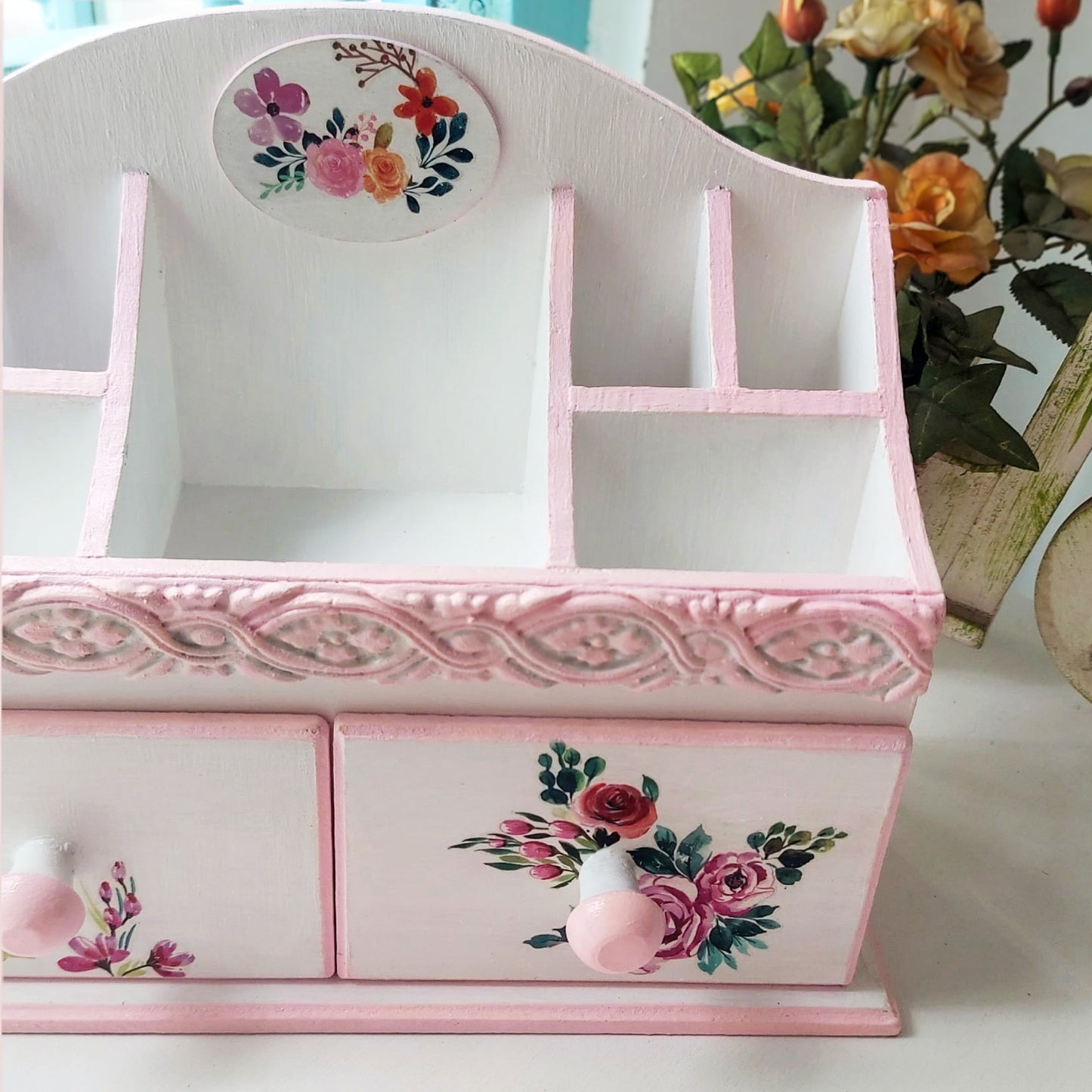 Blush Blossom Makeup &Jewellery Organiser | 7 compartments & 2 drawers