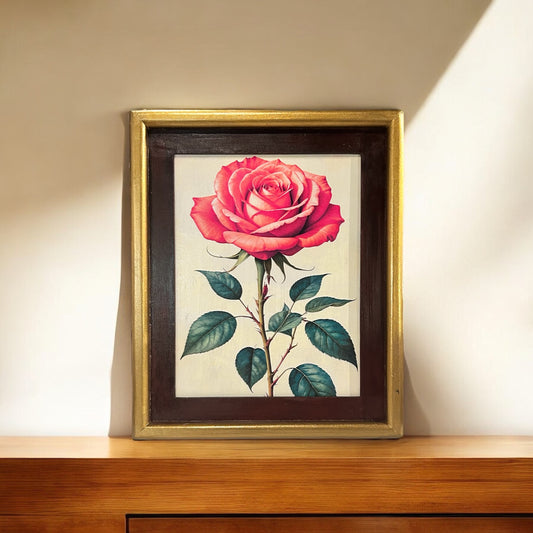 Vintage Red Rose Frame in Antique Gold - 12x9 inches | Wall art