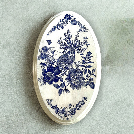 Porcelain Hare - Wooden Wall Plate | Wall Decor Plates | Oval |Pastel Woods